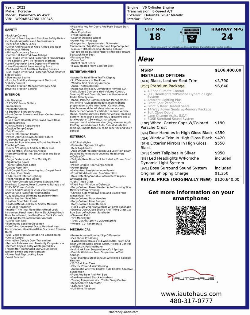 Used 2022 Porsche Panamera 4S w/ Premium Package image 2