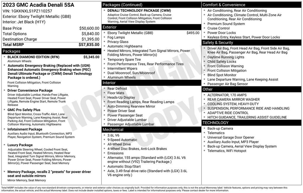 Certified 2023 GMC Acadia Denali w/ Black Diamond Edition image 3