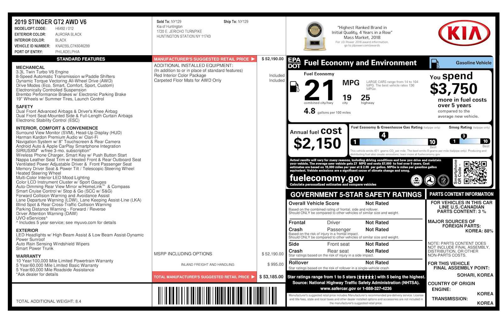 Used 2019 Kia Stinger GT2 AWD/4WD image 33