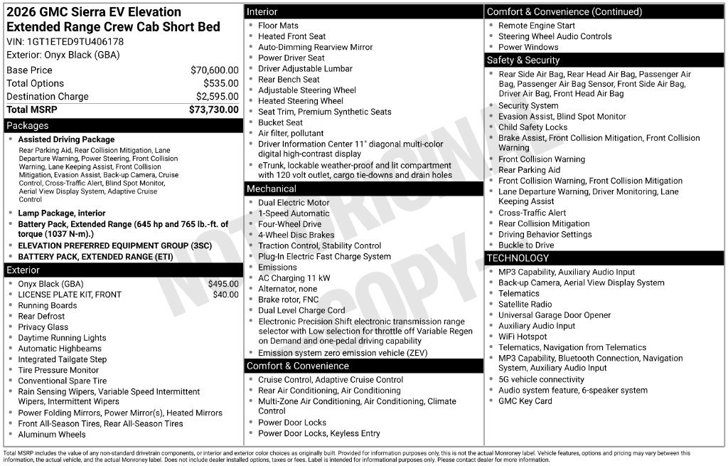 New 2026 GMC Sierra EV Elevation AWD/4WD image 33