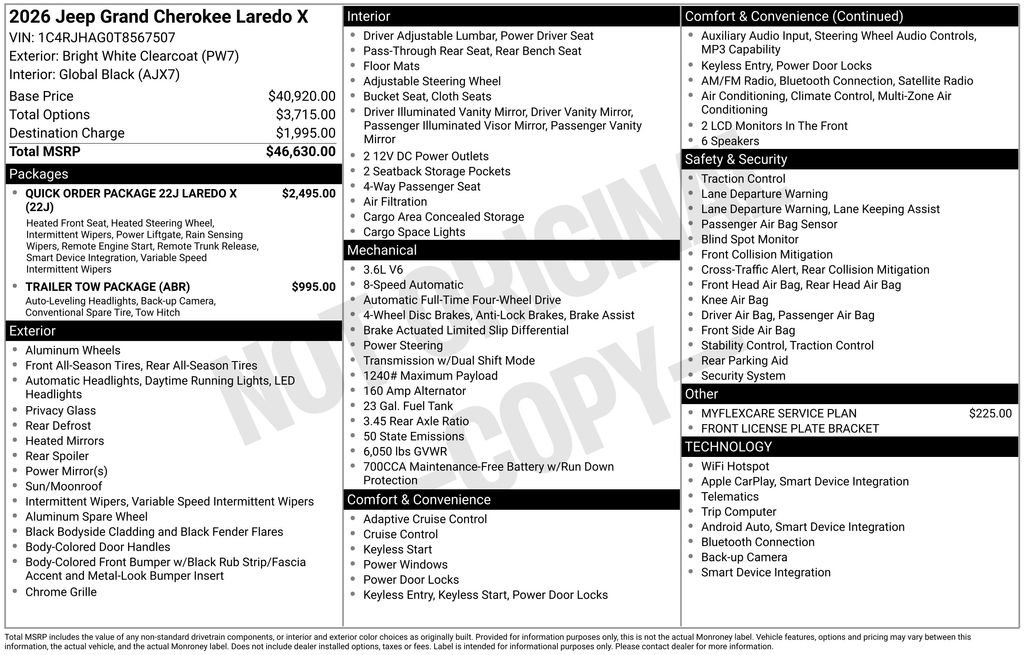 New 2026 Jeep Grand Cherokee Laredo X AWD/4WD image 29