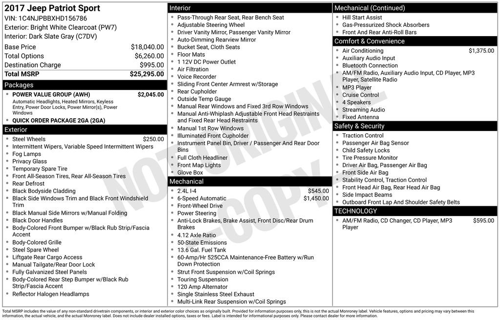 Used 2017 Jeep Patriot Sport w/ Power Value Group image 31