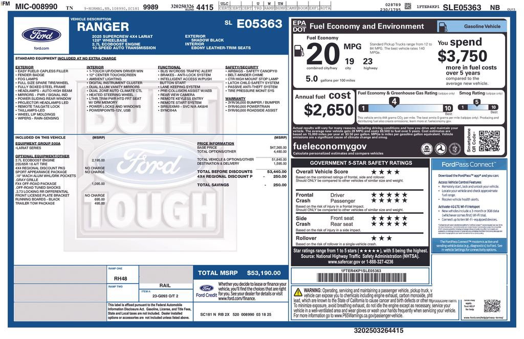 New 2025 Ford Ranger Lariat w/ FX4 Off-Road Package image 49