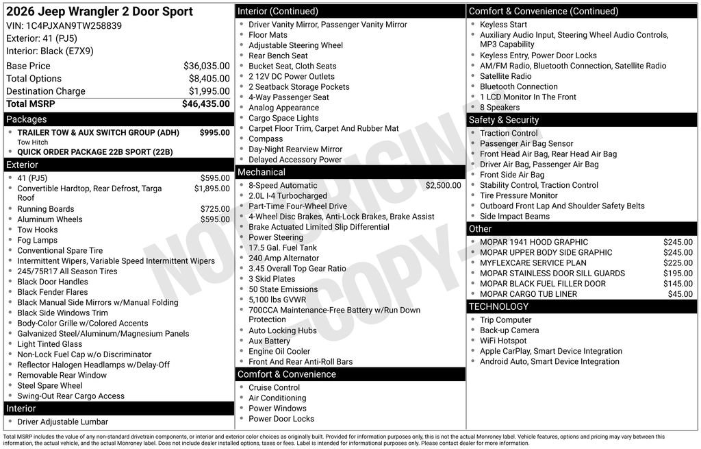 New 2026 Jeep Wrangler Sport AWD/4WD image 31