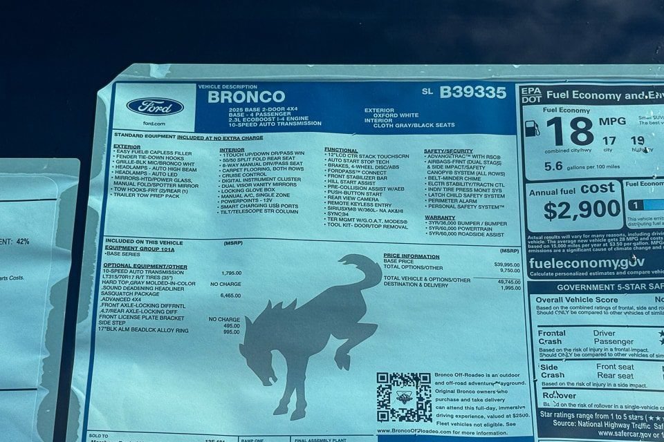 New 2025 Ford Bronco 2-Door w/ Sasquatch Package AWD/4WD image 14