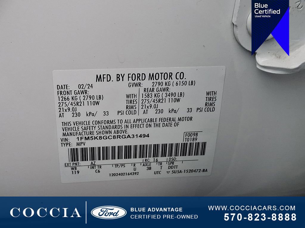 Certified 2024 Ford Explorer ST w/ Equipment Group 401A image 28