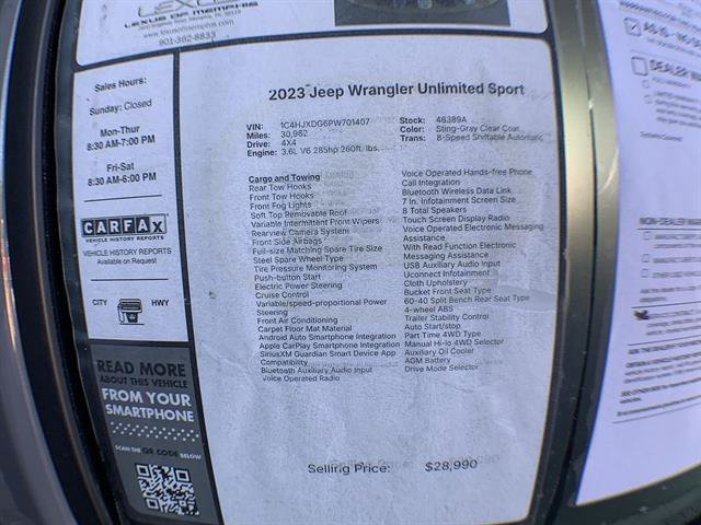 Used 2023 Jeep Wrangler Unlimited Sport AWD/4WD image 24