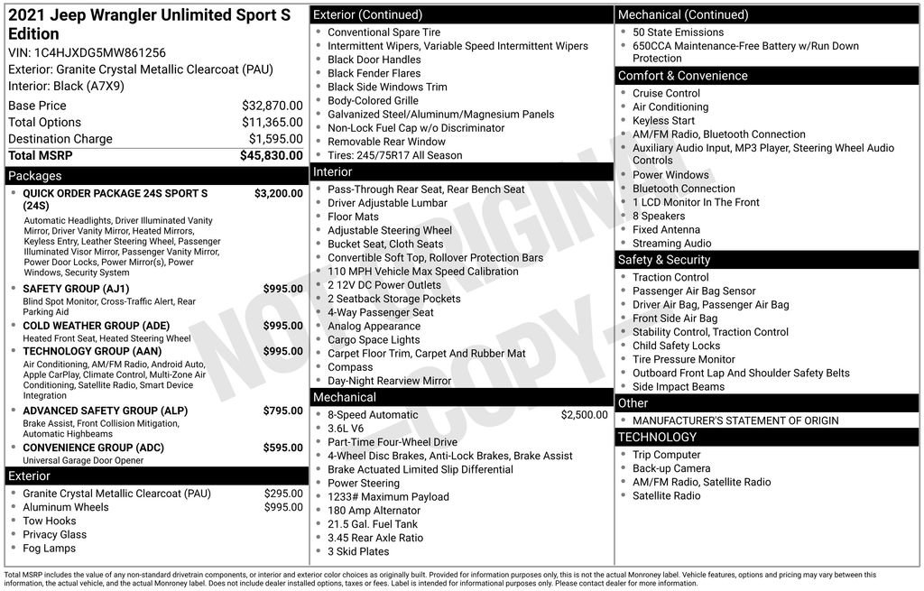 Used 2021 Jeep Wrangler Unlimited Sport image 34