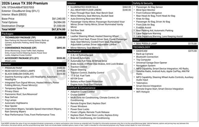 Certified 2026 Lexus TX 350 AWD w/ Technology Package image 43