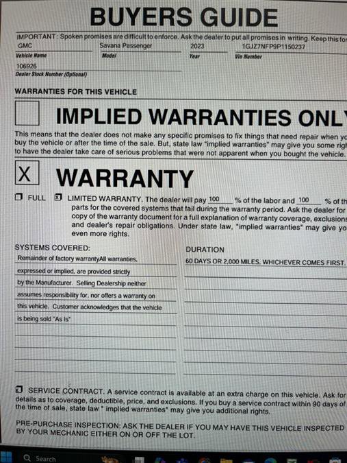 Used 2023 GMC Savana 3500 LS image 9