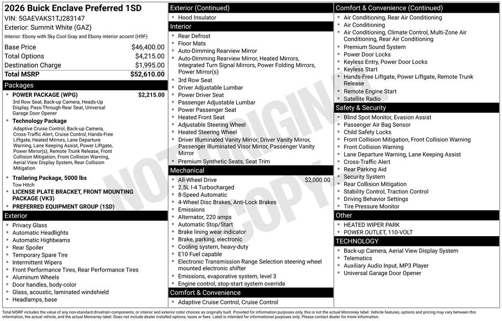 New 2026 Buick Enclave Preferred w/ Power Package image 5