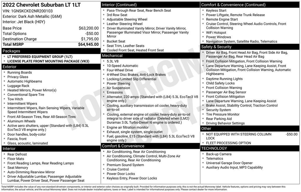 Certified 2022 Chevrolet Suburban LT AWD/4WD image 2