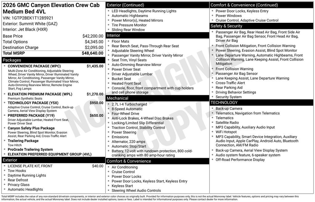 New 2026 GMC Canyon Elevation w/ Convenience Package AWD/4WD image 50