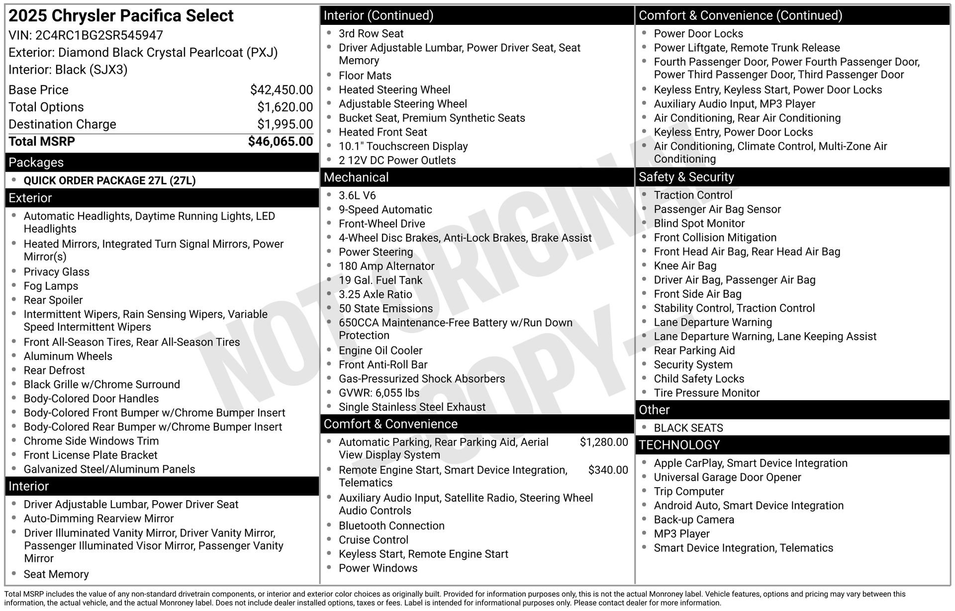New 2025 Chrysler Pacifica Select FWD image 44