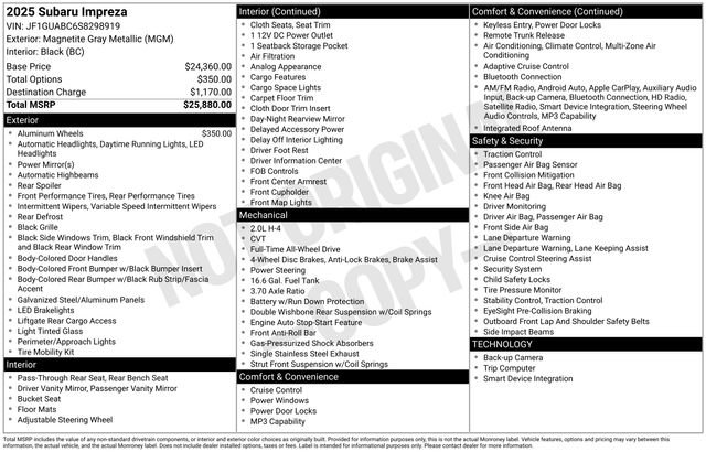 Certified 2025 Subaru Impreza 2.0i AWD/4WD image 21