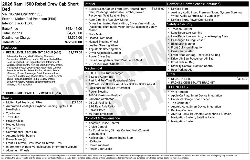 New 2026 RAM 1500 Rebel w/ Rebel Level 2 Equipment Group AWD/4WD image 2
