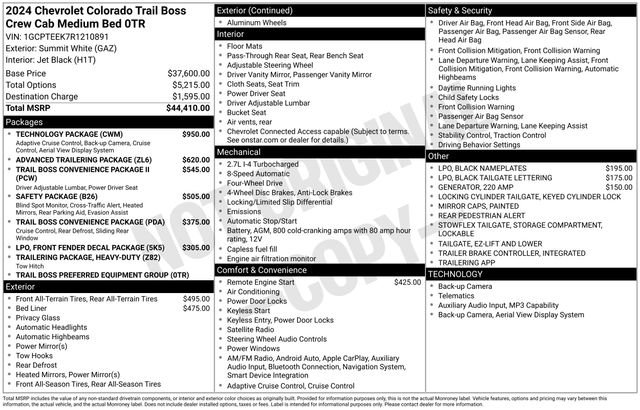Certified 2024 Chevrolet Colorado Trail Boss w/ Technology Package AWD/4WD image 55