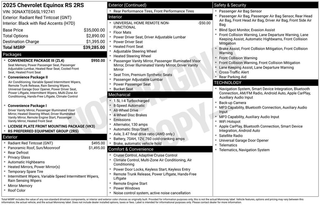 Used 2025 Chevrolet Equinox RS w/ Convenience Package III AWD/4WD image 45
