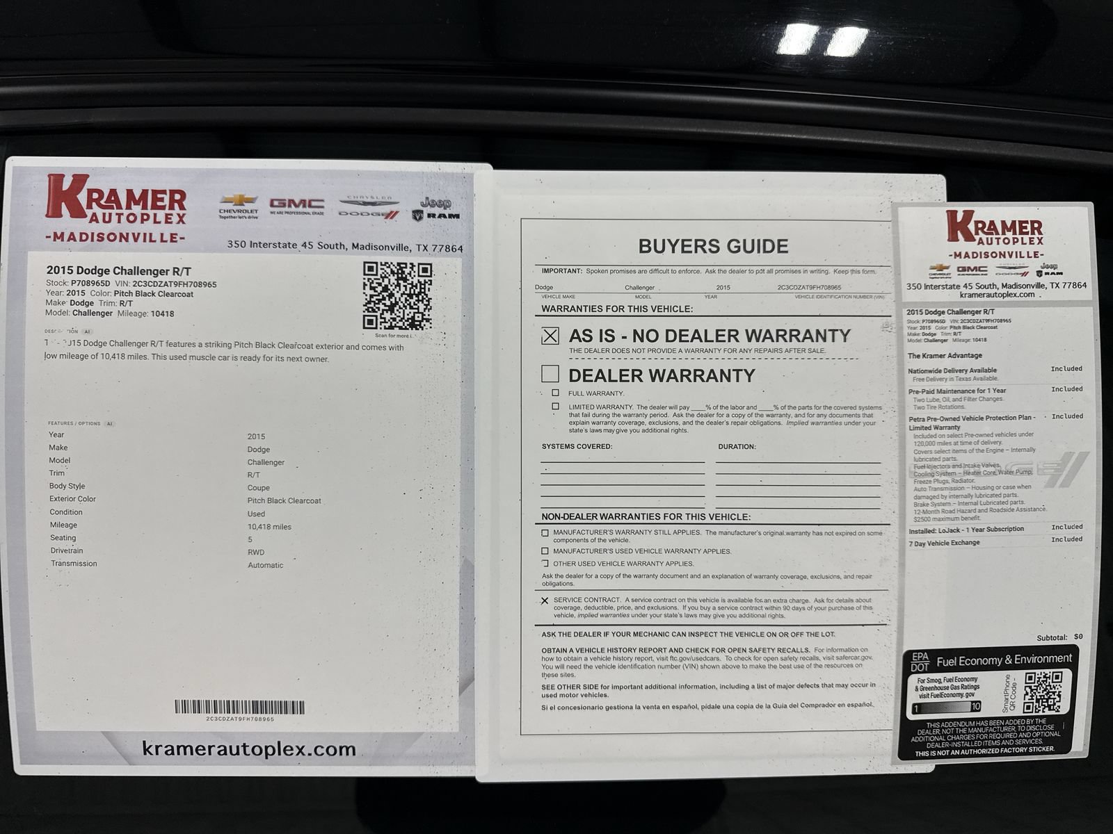 Used 2015 Dodge Challenger R/T w/ Quick Order Package 28B R/T RWD image 35