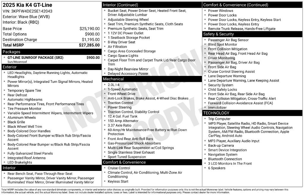 Used 2025 Kia K4 GT-Line w/ GT-Line Sunroof Package FWD image 32