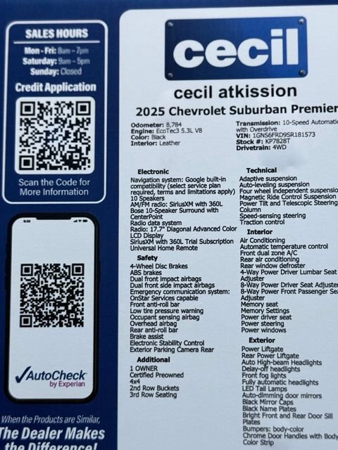 Certified 2025 Chevrolet Suburban Premier AWD/4WD image 24