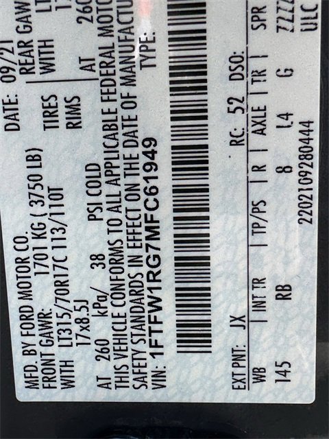 Certified 2021 Ford F150 Raptor w/ Equipment Group 801A High image 38