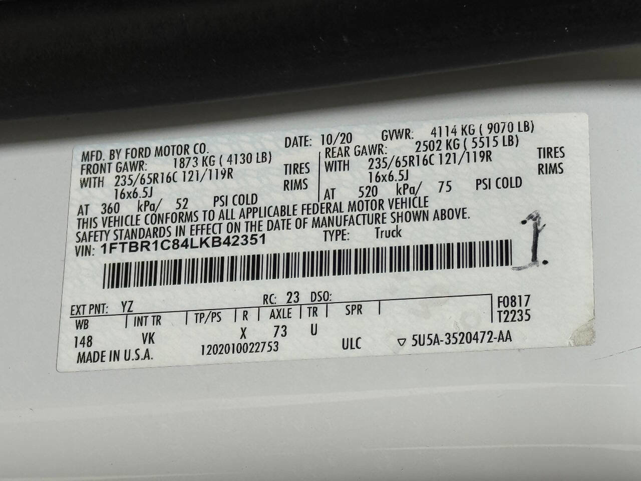 Used 2020 Ford Transit 250 250 3dr SWB Medium Roof Cargo image 74