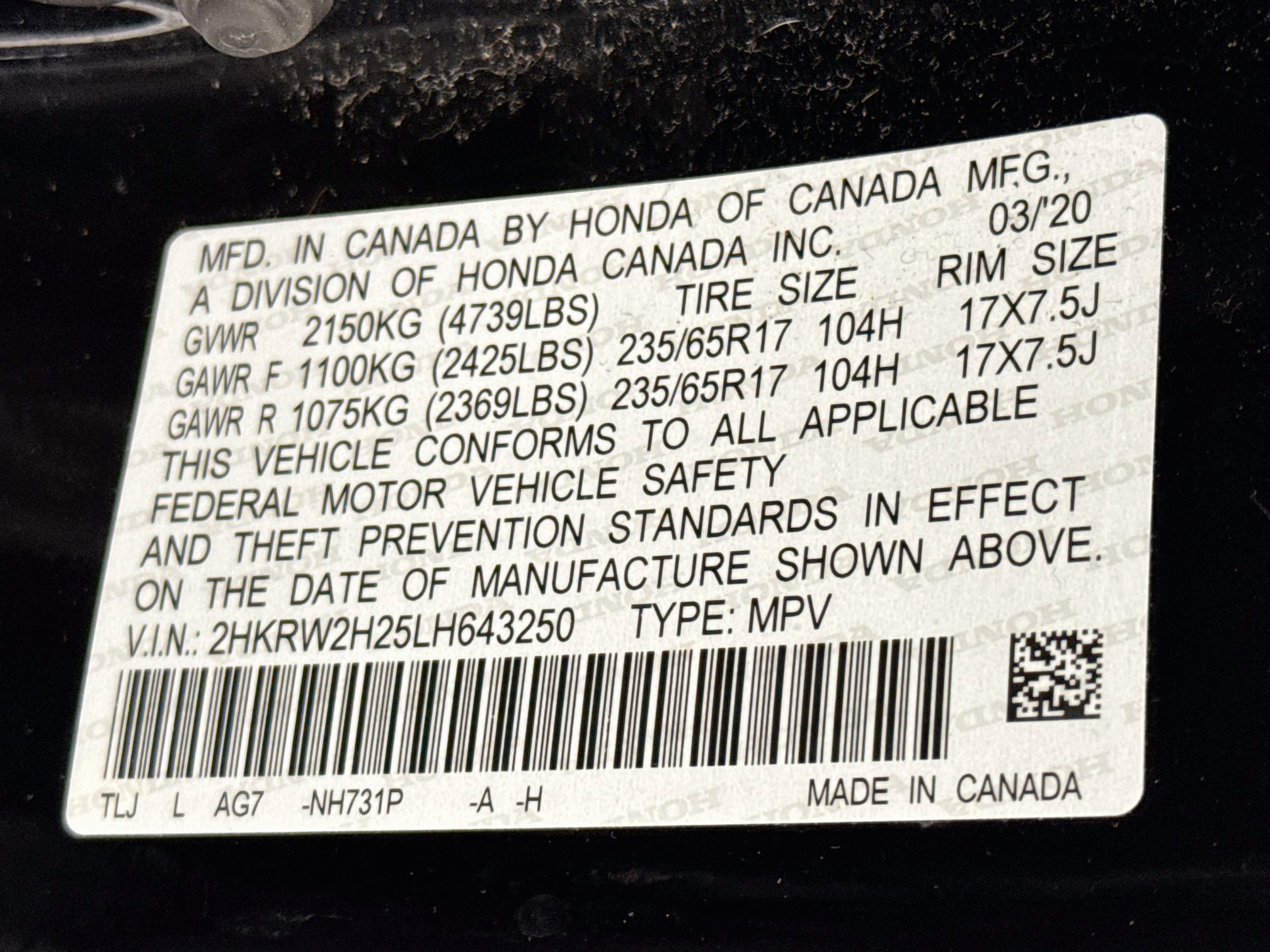 Certified 2020 Honda CR-V LX image 29