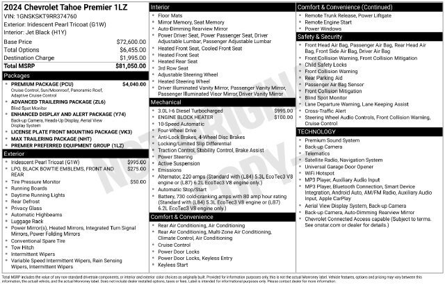 Used 2024 Chevrolet Tahoe Premier w/ Premium Package AWD/4WD image 34