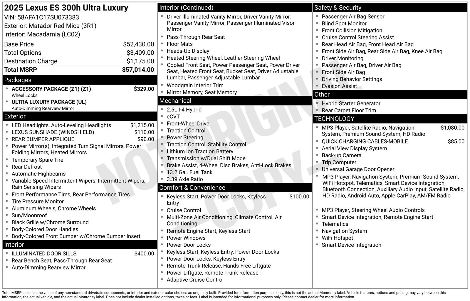 Used 2025 Lexus ES 300h Ultra Luxury w/ Accessory Package (Z1) FWD image 35