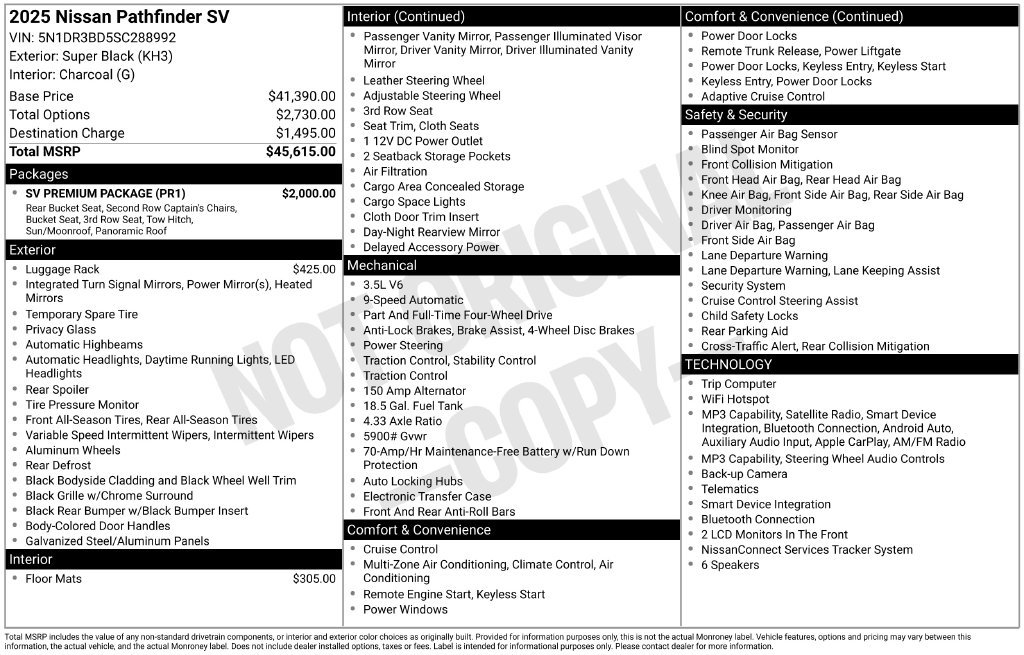 Used 2025 Nissan Pathfinder SV w/ SV Premium Package AWD/4WD image 3