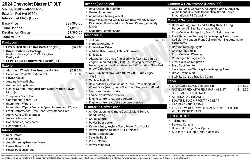 Certified 2024 Chevrolet Blazer LT w/ LPO, Black Grille Bar Package FWD image 7