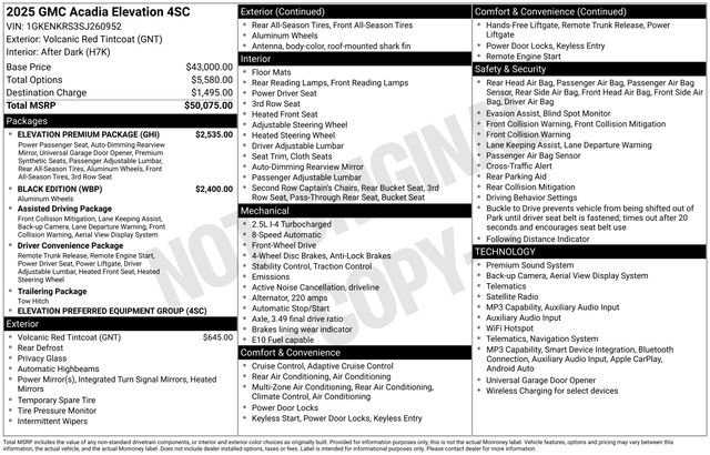 Used 2025 GMC Acadia Elevation w/ Elevation Premium Package FWD image 7