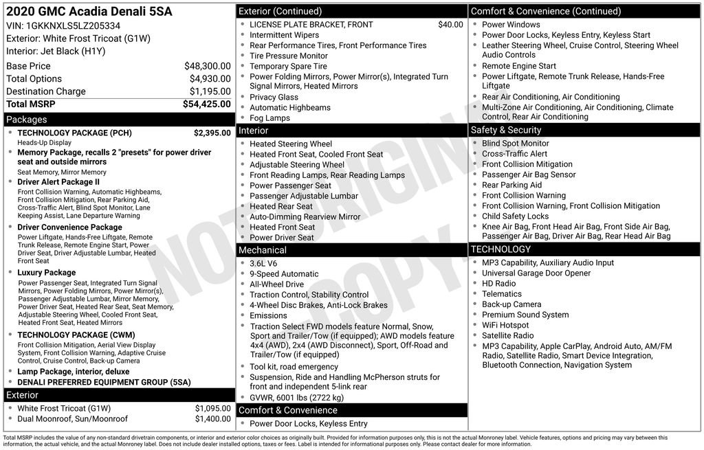 Used 2020 GMC Acadia Denali w/ Technology Package image 1