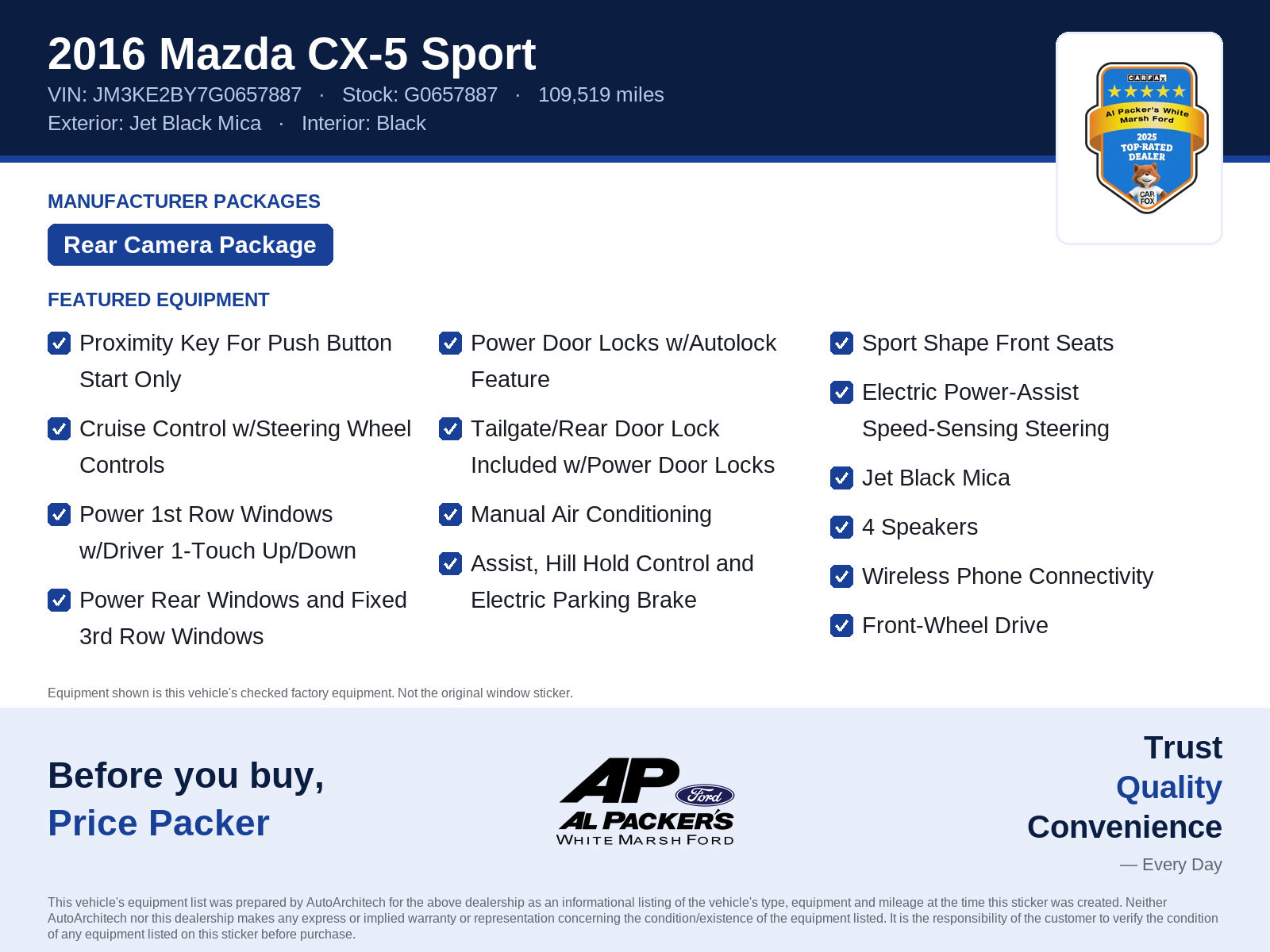 Used 2016 MAZDA CX-5 Sport w/ Rear Camera Package FWD image 10
