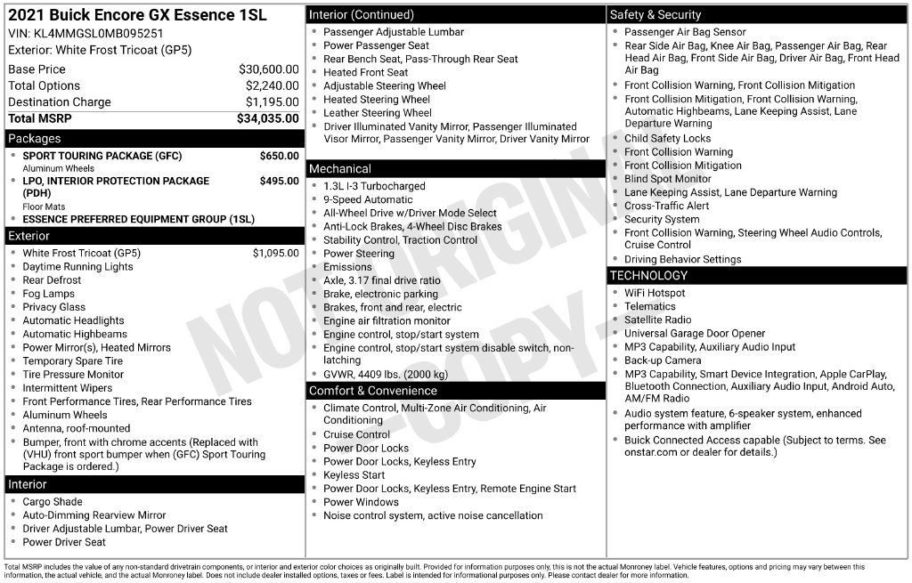 Used 2021 Buick Encore GX Essence w/ Sport Touring Package AWD/4WD image 38