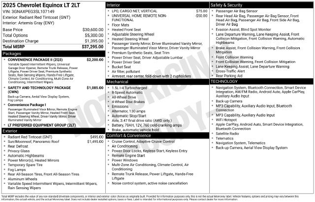 Used 2025 Chevrolet Equinox LT w/ Convenience Package II AWD/4WD image 7
