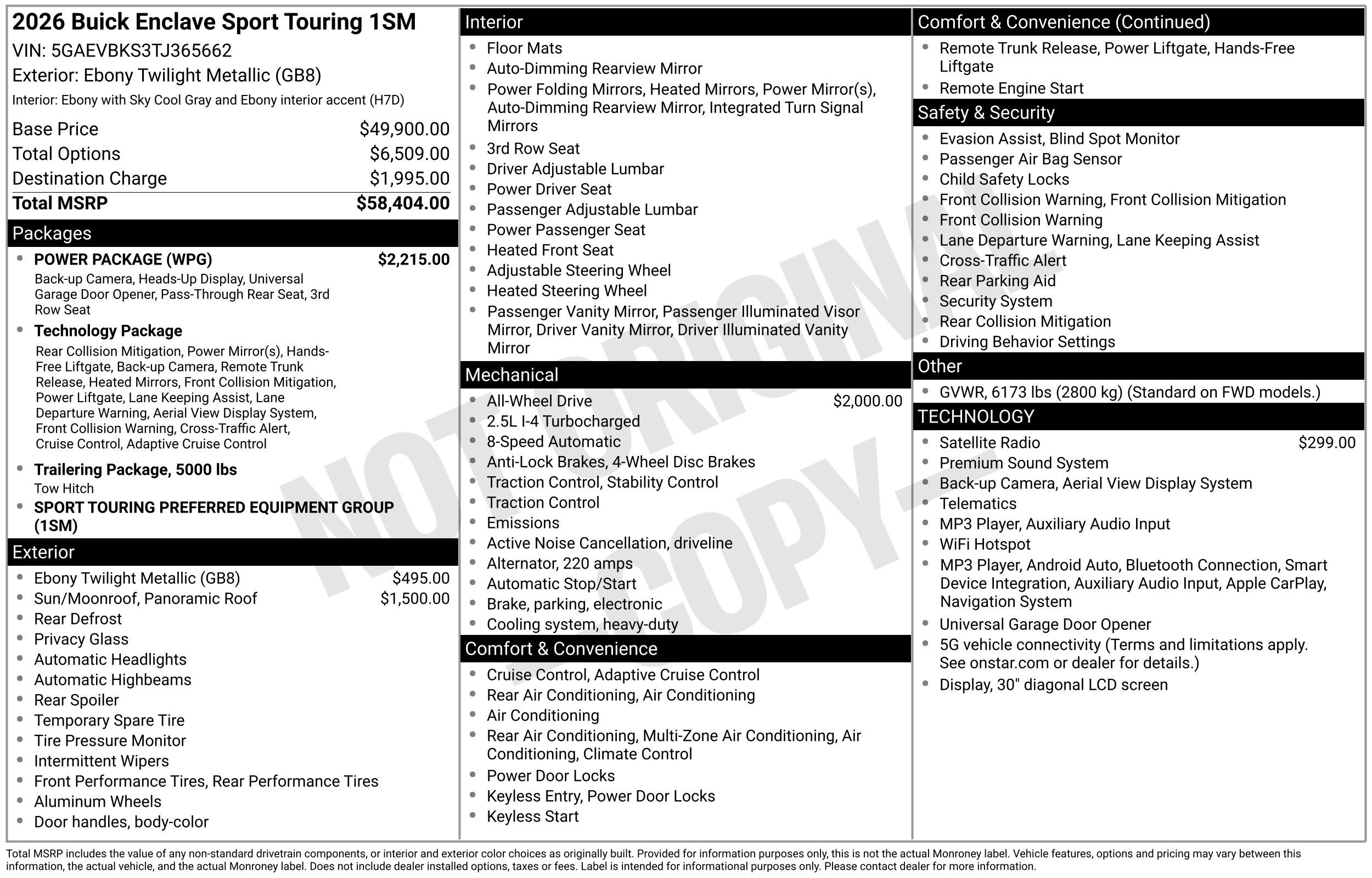 New 2026 Buick Enclave Sport Touring w/ Power Package AWD/4WD image 3