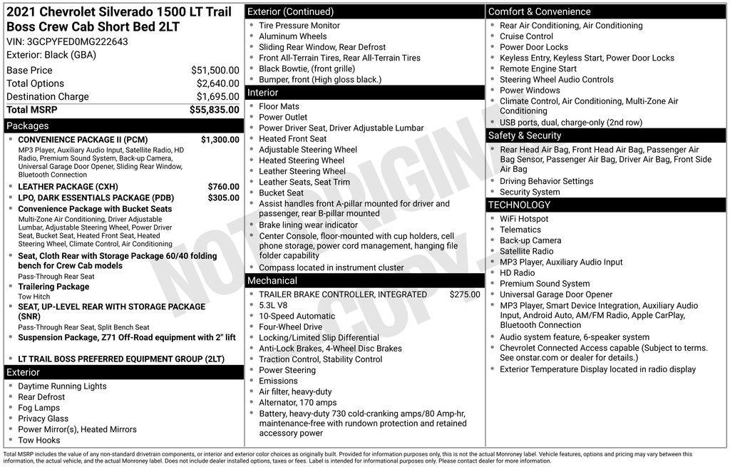 Used 2021 Chevrolet Silverado 1500 LT Trail Boss w/ Convenience Package II AWD/4WD image 5