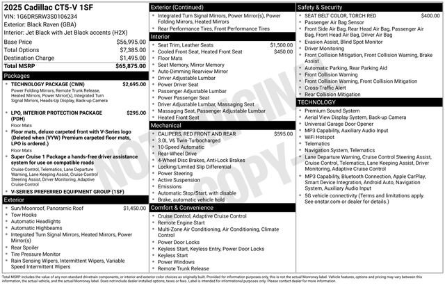 Certified 2025 Cadillac CT5 V w/ Technology Package RWD image 34