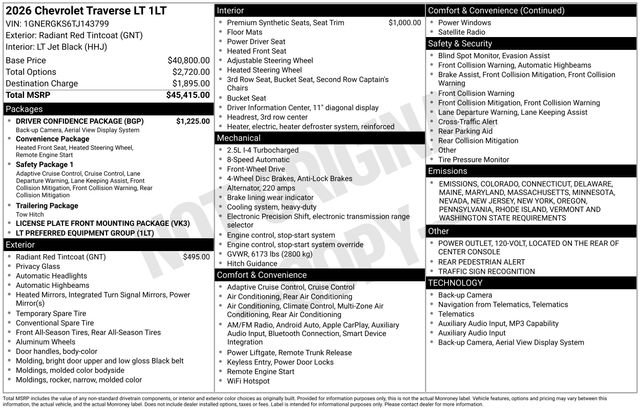 New 2026 Chevrolet Traverse LT w/ Driver Confidence Package image 5