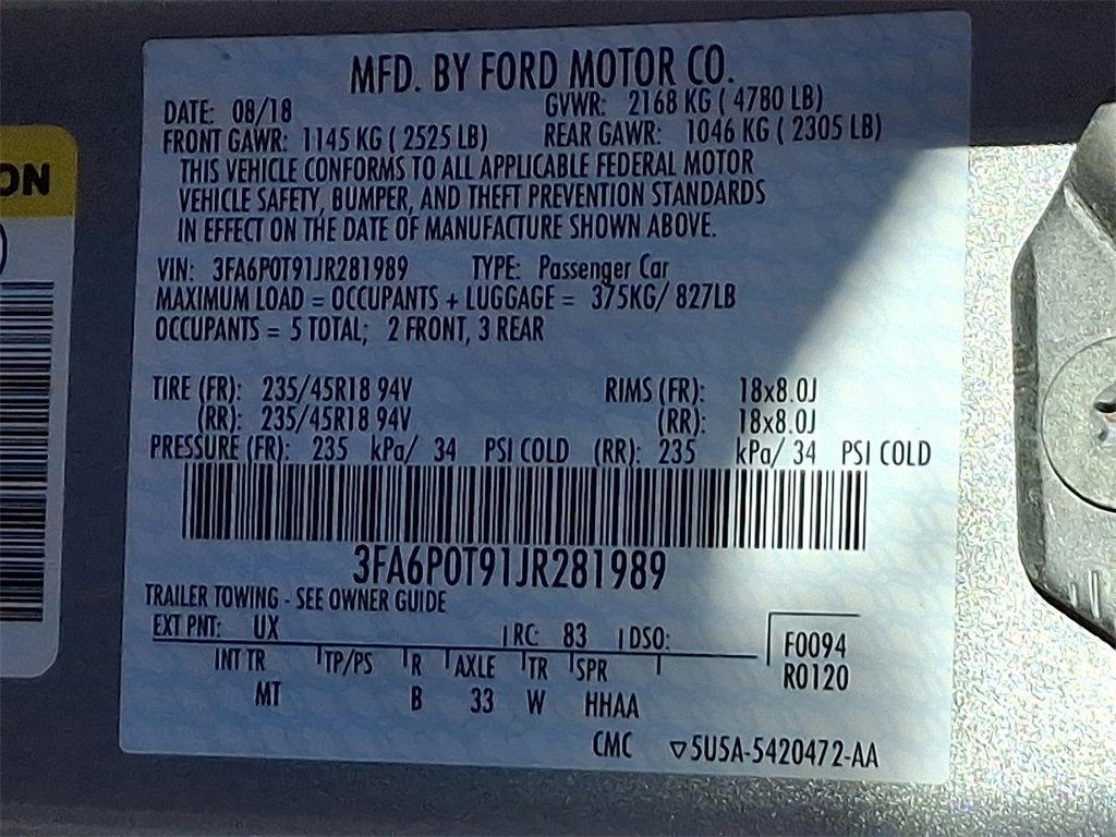 Certified 2018 Ford Fusion SE w/ Equipment Group 201A image 28