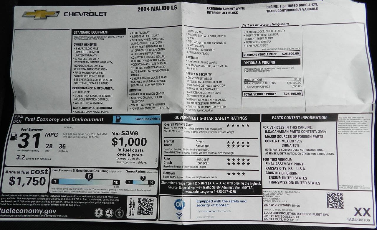 Used 2024 Chevrolet Malibu LS FWD image 15