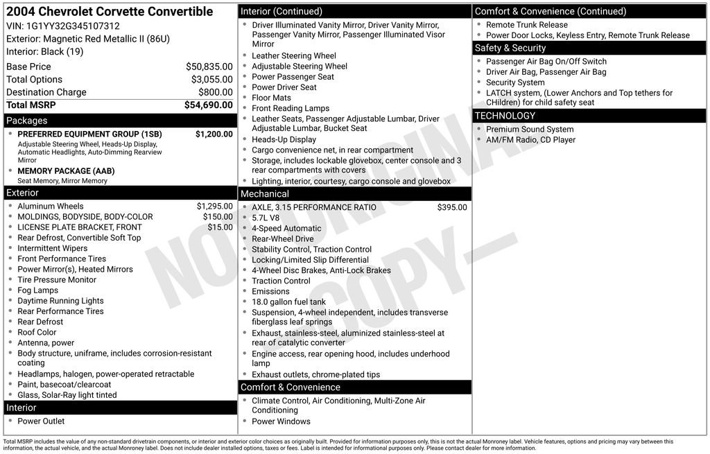 Used 2004 Chevrolet Corvette Convertible w/ Preferred Equipment Group RWD image 3