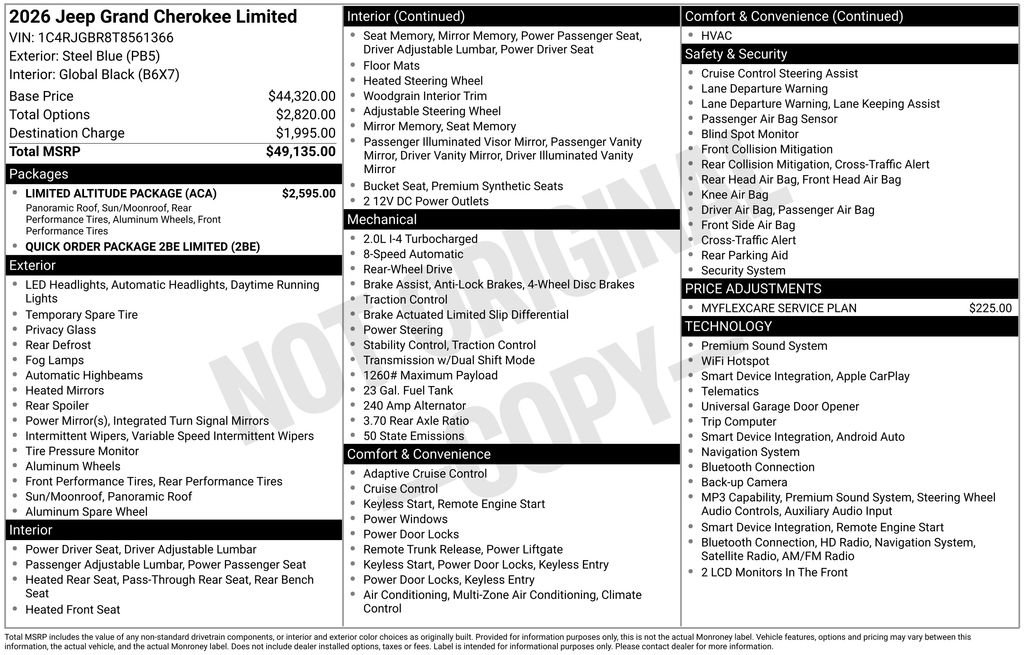 New 2026 Jeep Grand Cherokee Limited w/ Limited Altitude Package RWD image 9
