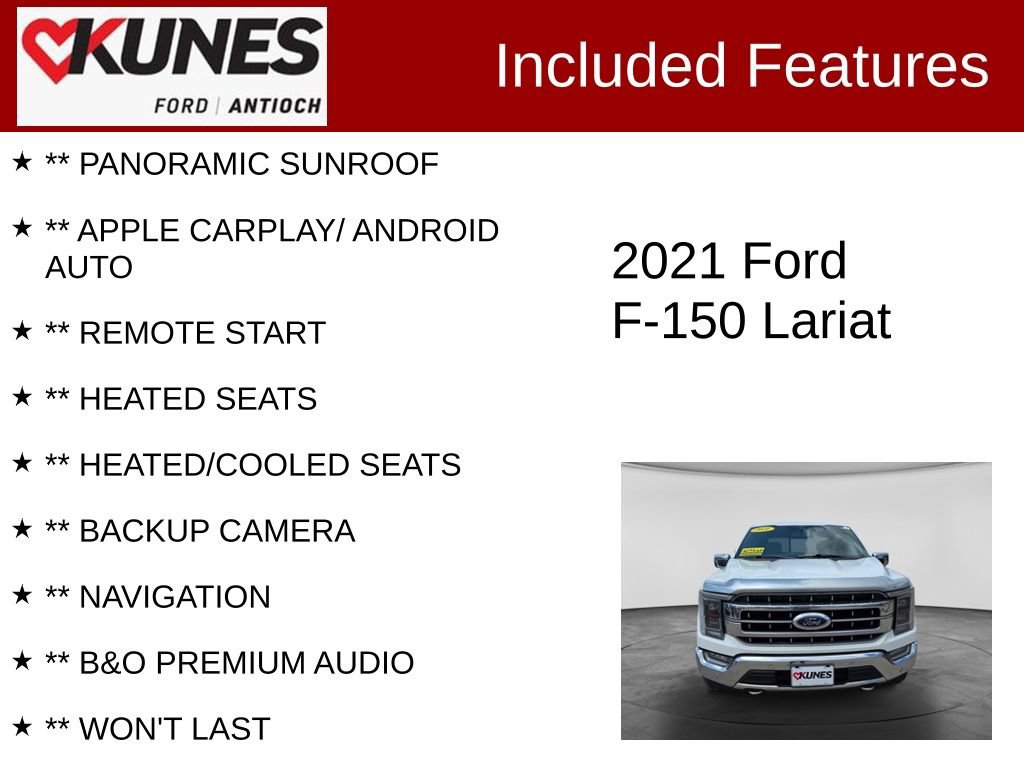 Certified 2021 Ford F150 Lariat w/ Equipment Group 502A High AWD/4WD image 3