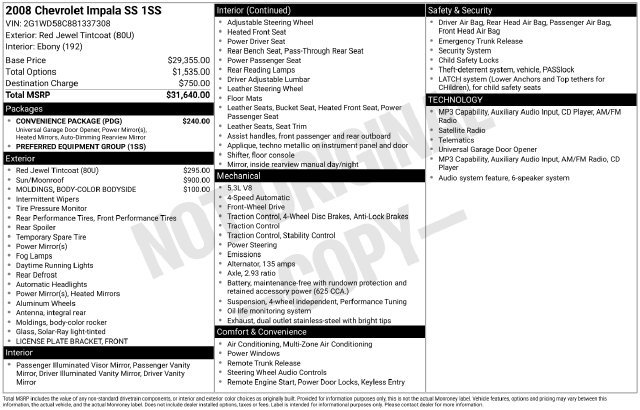Used 2008 Chevrolet Impala SS w/ Convenience Package FWD image 25