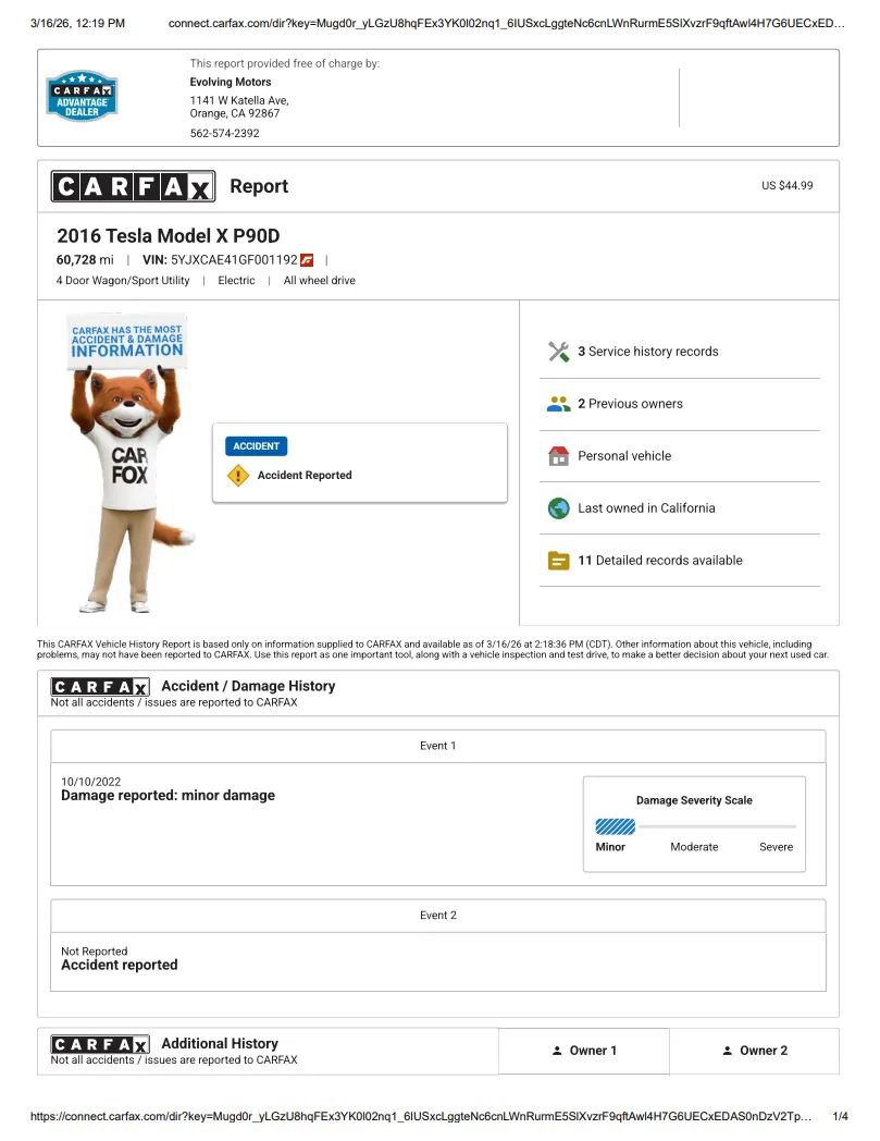 Used 2016 Tesla Model X Performance image 2