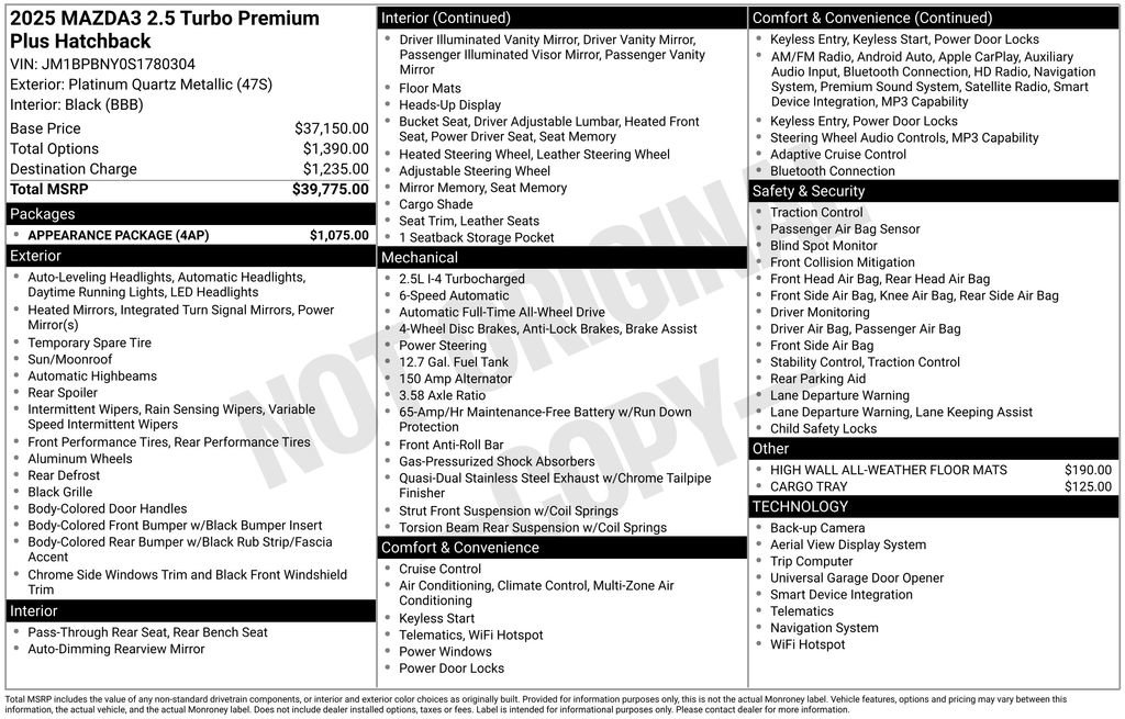 Certified 2025 MAZDA MAZDA3 Hatchback w/ Appearance Package AWD/4WD image 5