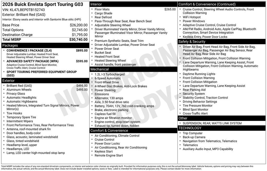 New 2026 Buick Envista Sport Touring w/ Convenience I Package FWD image 55